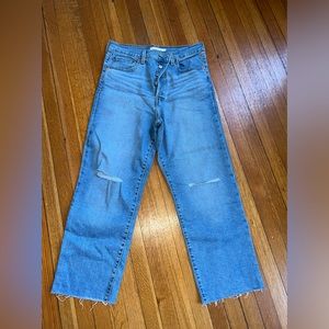 Levi's Women's Ribcage Straight Ankle Jeans, color - fall trip medium indigo 30